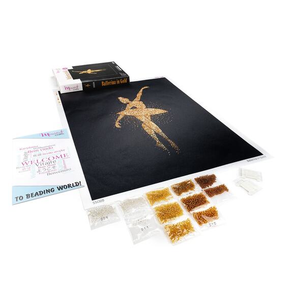 Miniart Crafts 55028 Ballerina in Gold DIY Bead Embroidery Kit Handmade Wall Art - Picture 3 of 5
